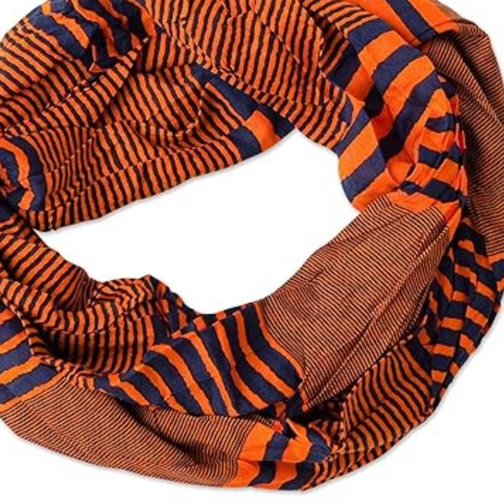 Tickled Pink Womens standard Striped Game Day T-shirt Infintiy Scarf UVA Wahoos